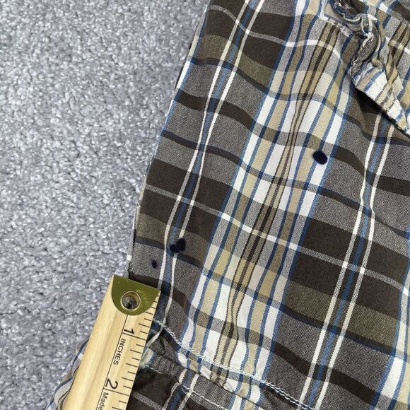 American Eagle Cargo Shorts Men’s 36 Brown Plaid Pockets Preppy Vintage - Picture 4 of 11
